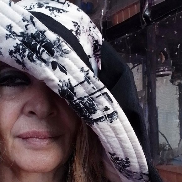 Lack And White Hat Large Rim Romantic 1900 Century Sean One Of A Kind H - Picture 16 of 16